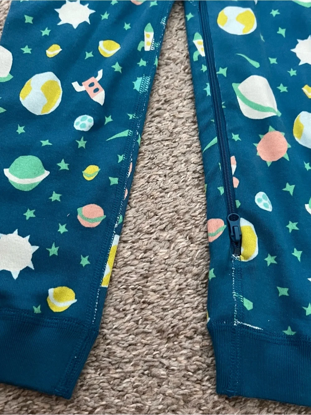 Quince Kids' Teal Space-Print Zip One-Piece Size 4 NWT